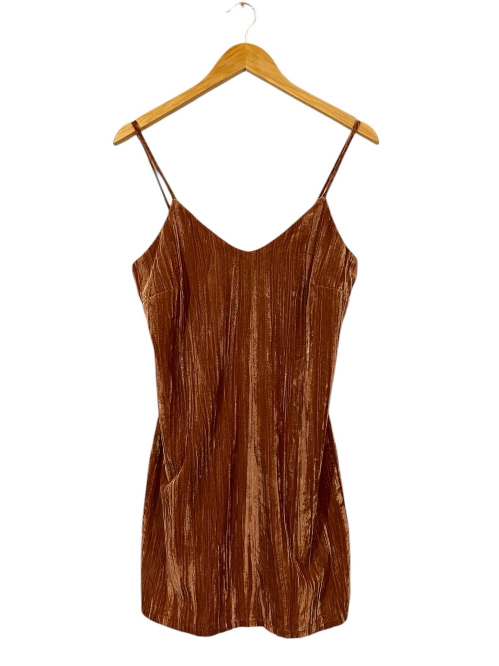 Elodie V Neck Velvet Cami Dress - Clay - Small